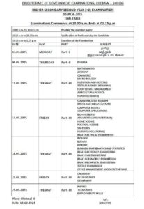 Exam Time table