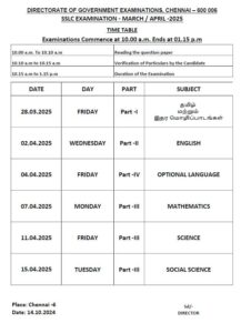 Exam Time table
